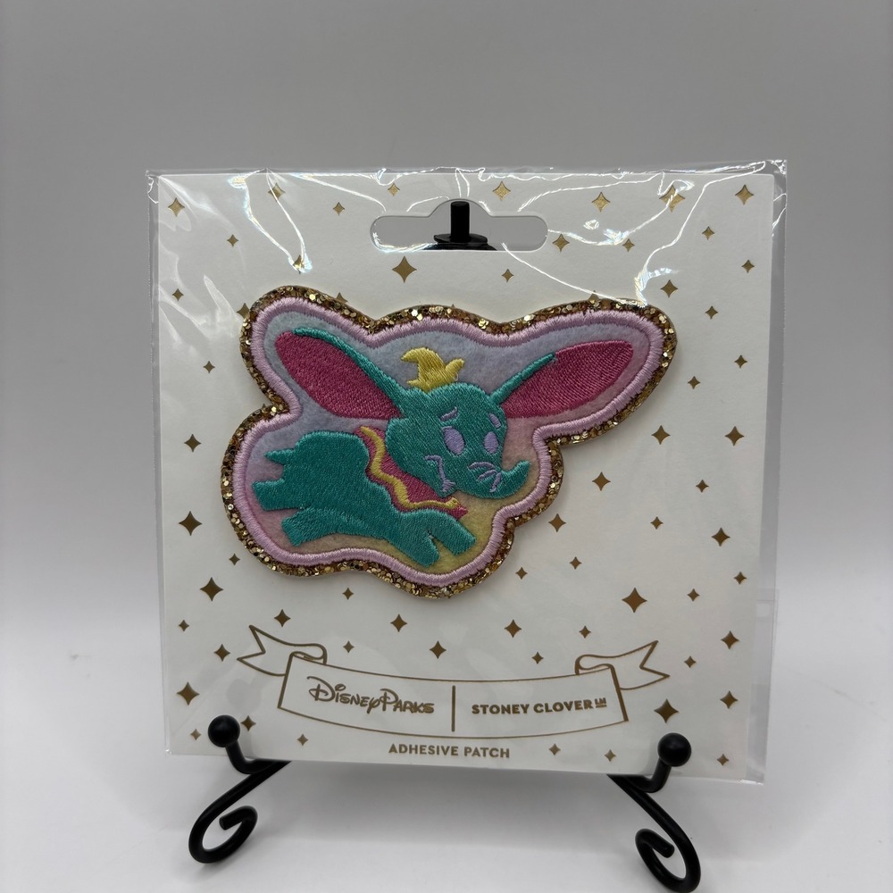Disney Parks Stoney Clover Lane Dumbo Adhesive Patch Pink Gold Glitter Trim New